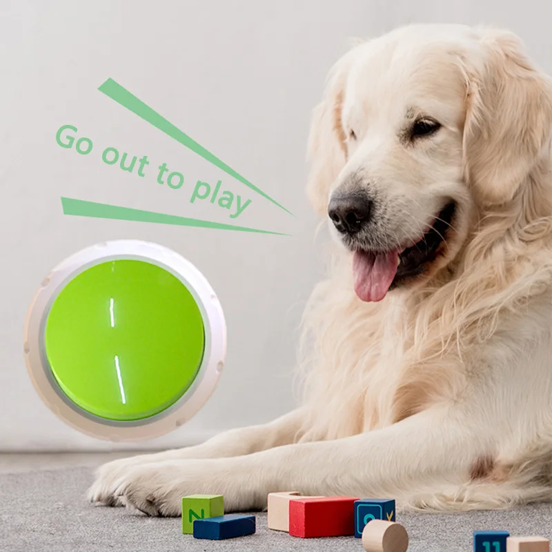 Oem Odm Customization Logo Recordable Interactive Pre-recorded Dog Buttons Words Speech Buzzer Dog Push Button For Communication