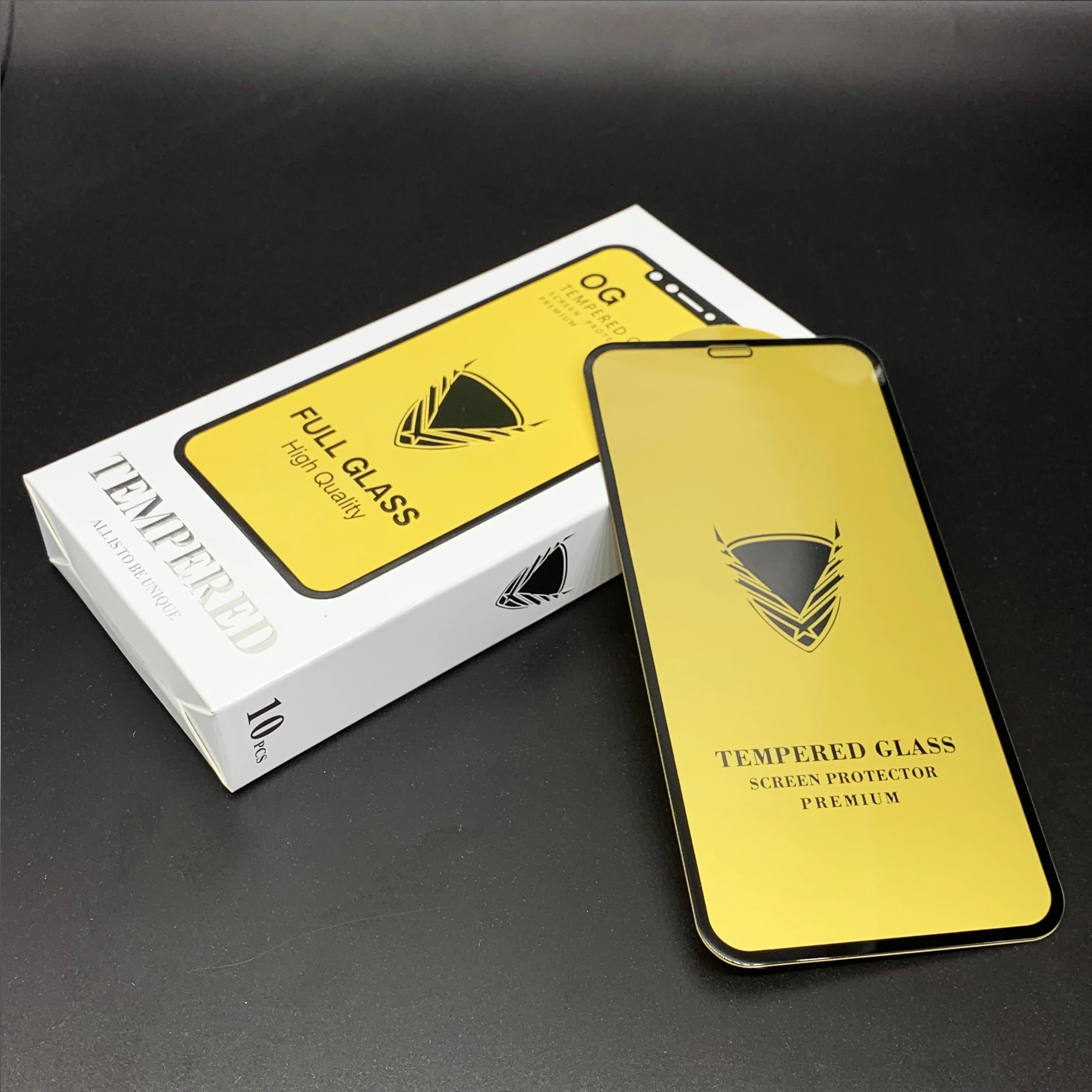 A OG Tempered Glass High Quality Golden Armor 9H Gold Full Glue Mobile Phone Screen Protector For Iphone 7-13pro max Samsung OPP
