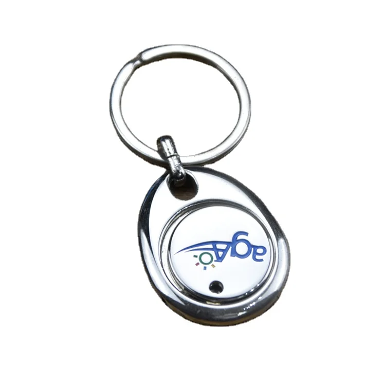 Supermarket Trolley Key Chain Token Shopping Cart Solver Chip Stainless Steel Coin Keychain Keyholder