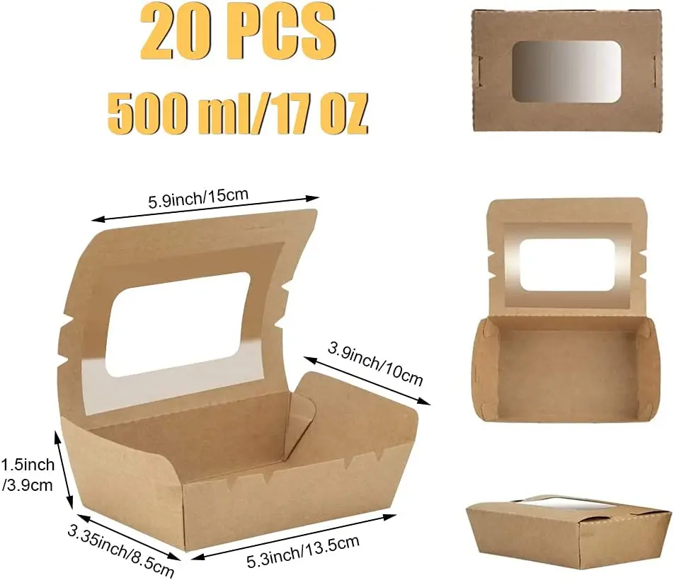 Chinese supplier custom kraft paper food box salad fruit paper container disposable food packaging box