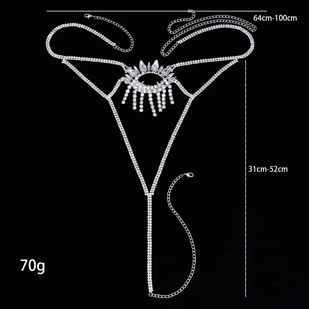 Fashion Geometric Briefs Panties Women Rhinestone Club Dance Sexy Bikini Jewelry Accessories Panty Crystal Body Chain Rave Gifts