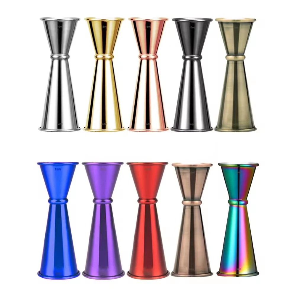 R 304 Stainless Steel Roll-Rim Jigger Measuring Caduated Ounce Cups for Cocktail Bartending Home Party Uup Grse Hotels Bar Tools