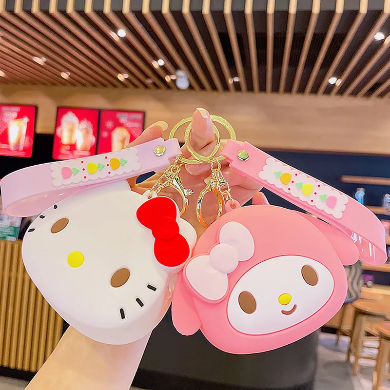 Kawaii Cartoon Animal Sanrios Kids Women Wallets Purse Custom Mini Cute Luxury PVC Silicone Ladies Keychain Coin Purses