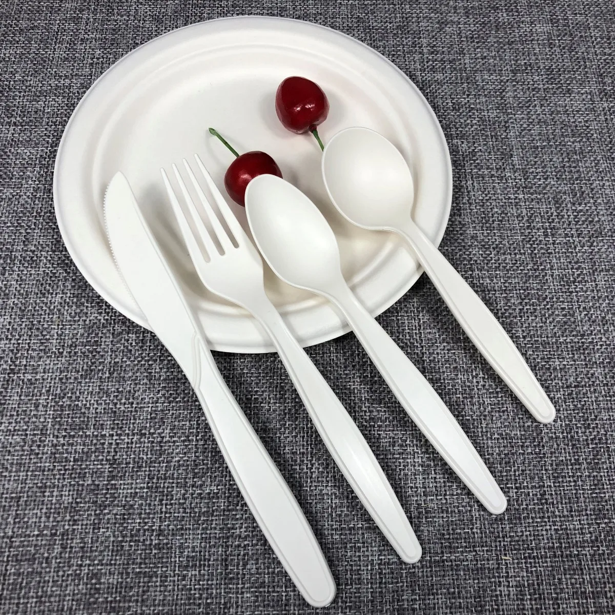 14 Biodegradable Bio Degradable Disposable Cornstarch Corn Starch Plastic Tasting Soup Spoon Fork Spork Cutlery Set Utensil