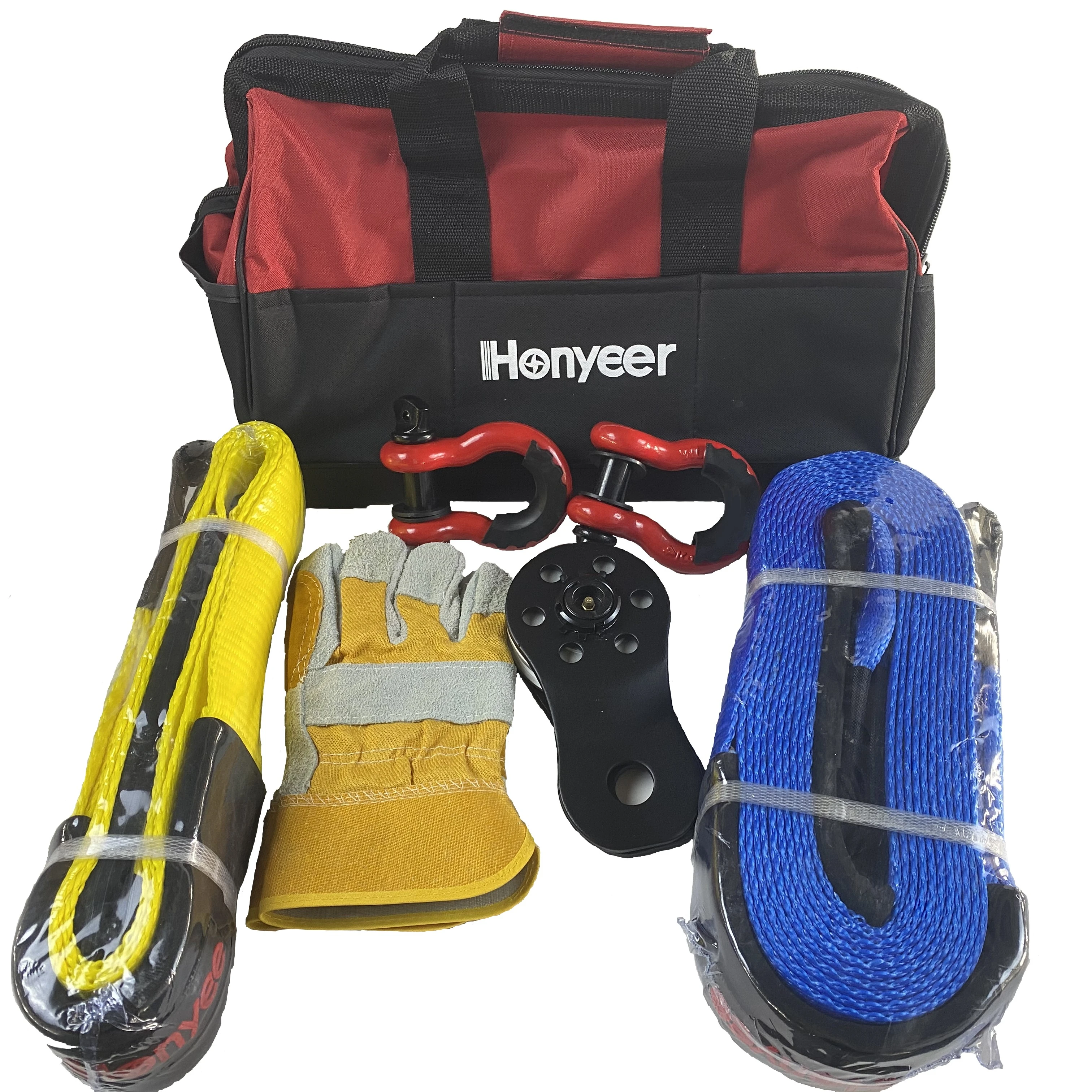 4wd Car Accessories Carry Bag 4x4 Recovery Kit 7pcs Emergency Tools Off-roader Snatch Block Winch straps