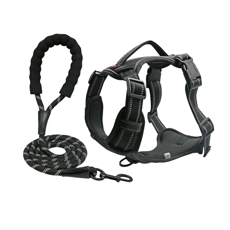 Strong Hemp Oxford Therapy Dog Collar Harness Leash for Small Medium Large Pets XL Size with Breakaway Feature by Pet Cane