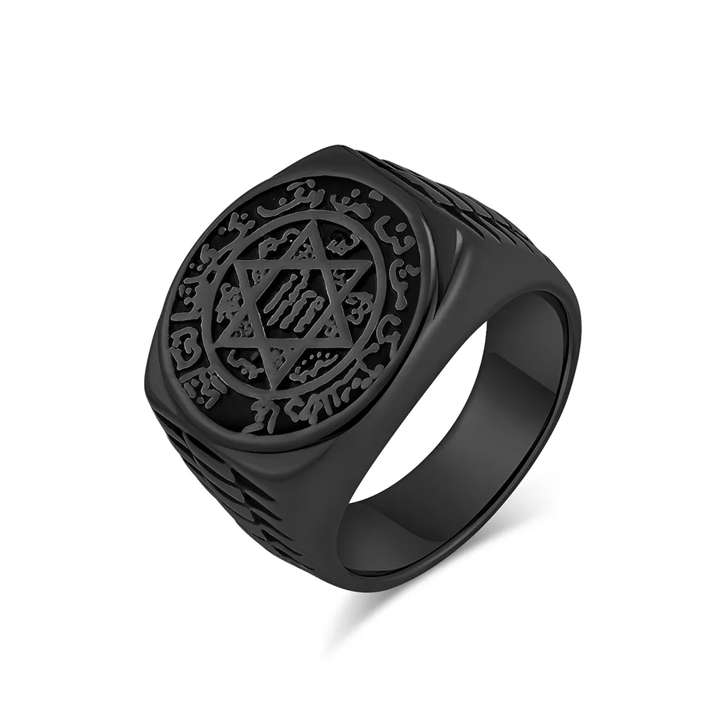 18mm stainless steel ring silver black gold hexagram twelve zodiac signs guardian god stainless steel ring finger ring 801