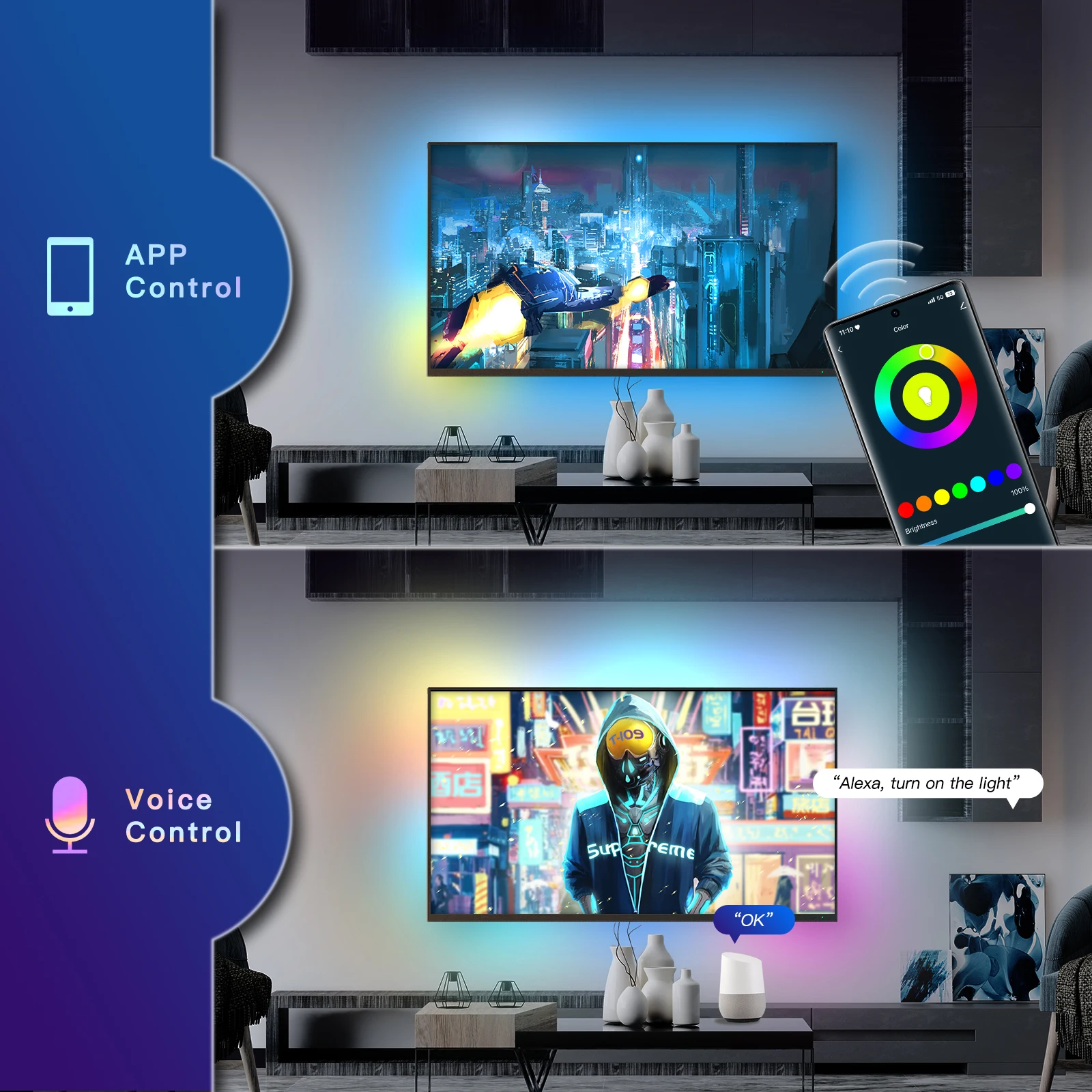 LED Strip TV SYNC backlight background ambilight Tuya Wifi Smart LED Strip Light