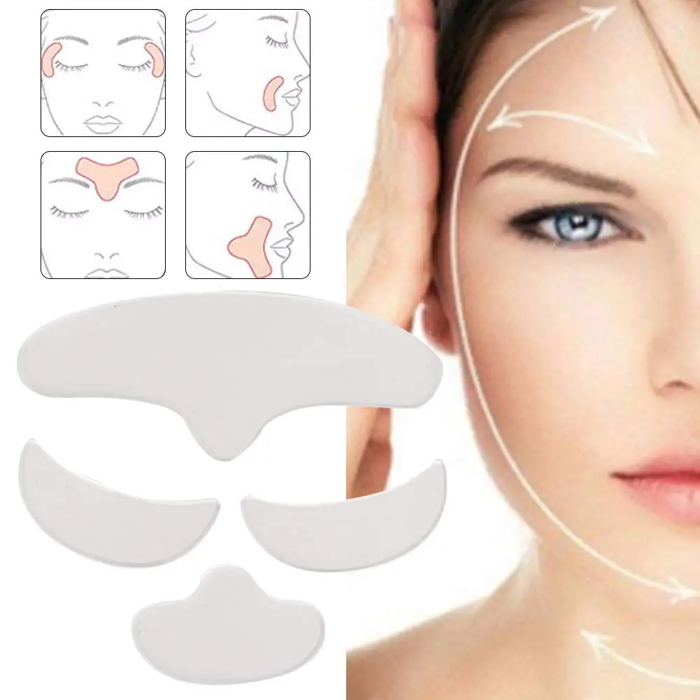 4Pcs Anti Wrinkle Skin Lifting Reusable Forehead Eye Face Chin Reducing  Around Mouth and Upper Lip Wrinkles Silicone Patch Pad