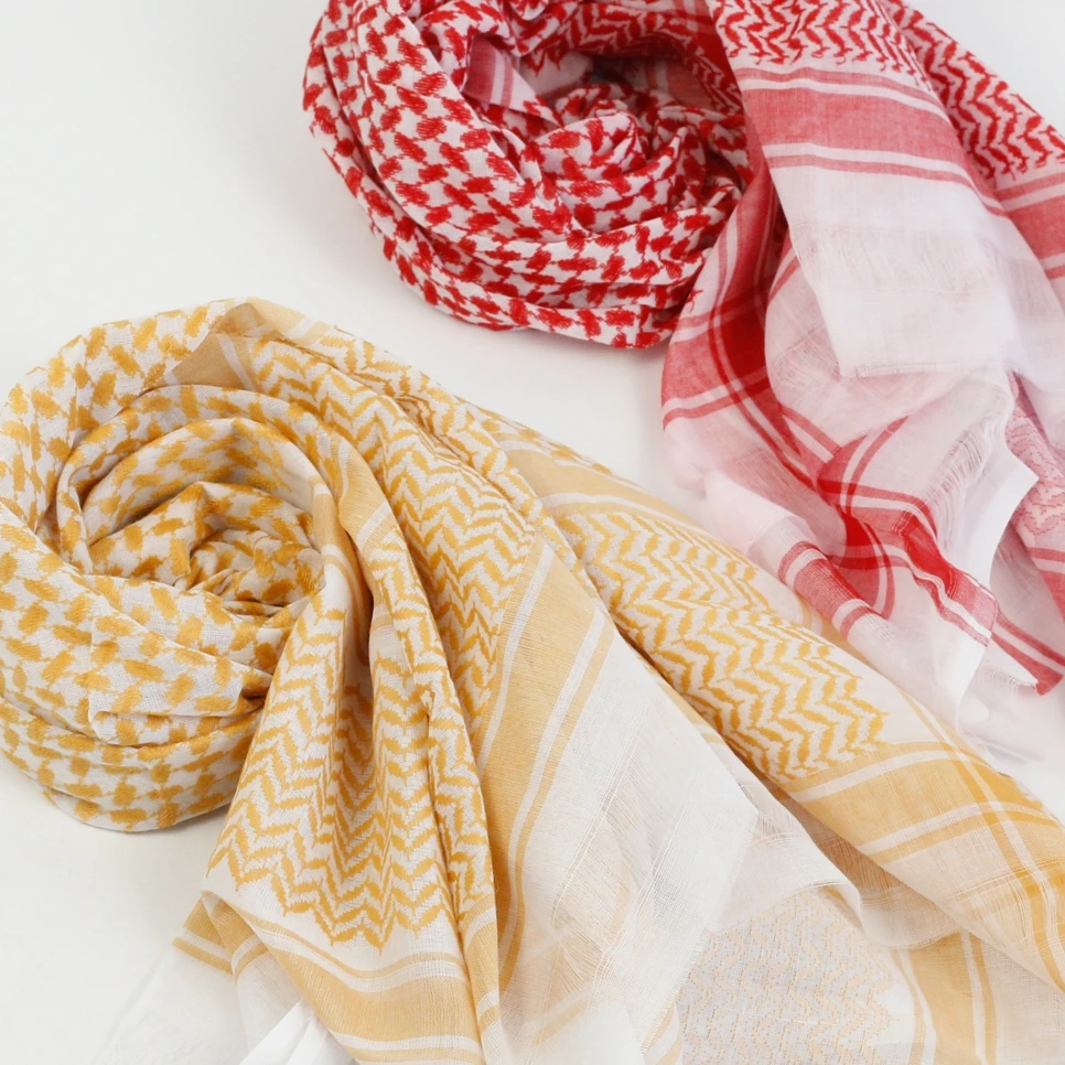 Factory woven pattern keffiyeh muslim arabic windproof desert wrap shawl shemagh hijab square man polyester scarfs yashmagh