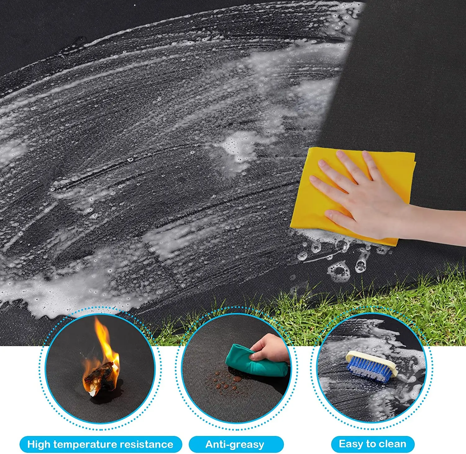 Fireproof Pit Mat Perfect for Charcoal Grills, Gas Grills, Oil Fryers and Smokers Heat Resistant Silicone 50 Custom Logo 0.5-1mm