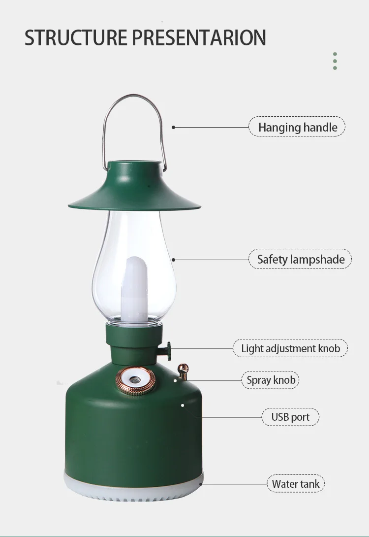 Перезаряжаемый прохладный туман персональная домашняя портативный увлажнитель 280 мл светодиодные ретро ночной свет бар ресторан мини воздуха