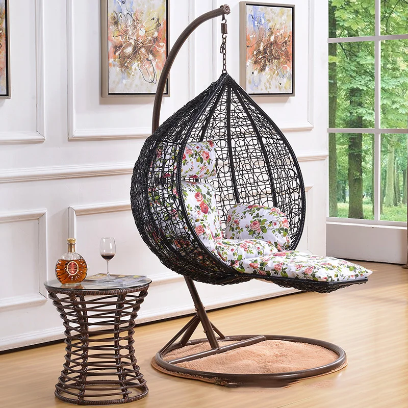Basket Wicker Rattan Swing Seat Furniture Outdoor Patio Swing Chair Hanging Garden Swing Egg Chair With Stand