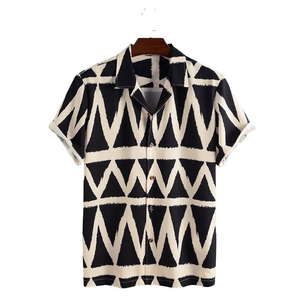 OEM изготовленный на заказ Печать с применением технологии цифровой печати, из х/б, в винтажном стиле; Стильная африканская дизайнерская рубашка на пуговицах с коротким рукавом Мужская изготовленный на заказ Гавайские рубашки