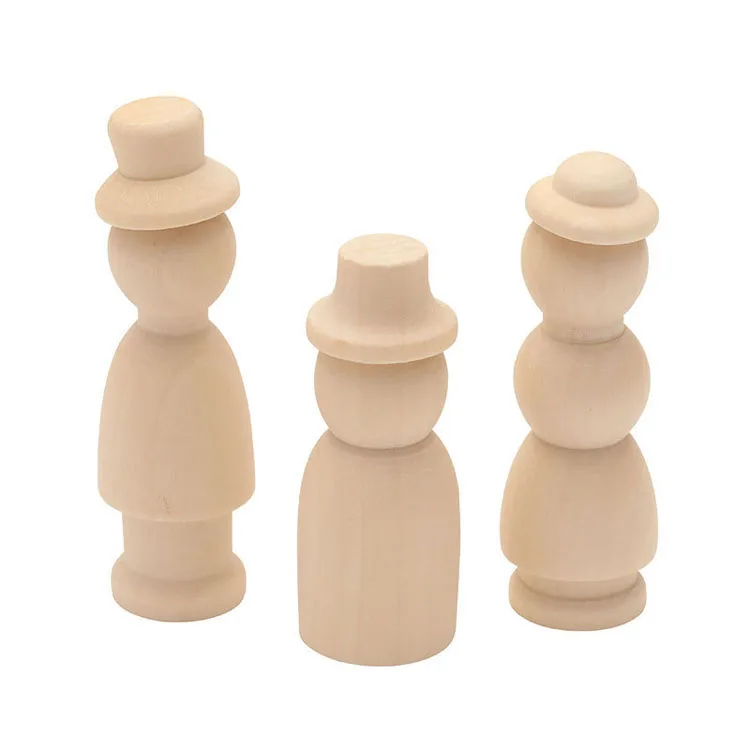 Popular wood nail dolls painted wood nail dolls natural wood shapes figures mushroom heads used for DIY decoration and hand