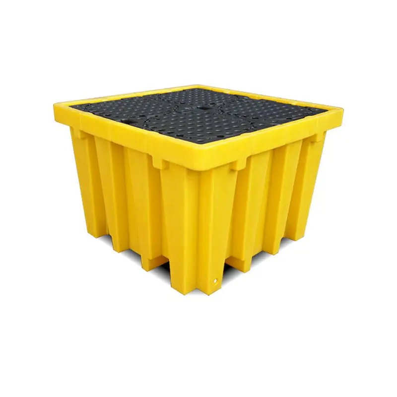 With Drain Virgin HDPE LLDPE Yellow Chemical Spill Bund Spill Control Pallet IBC Containment Pallet