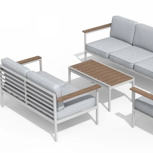 High Quality Aluminum Patio Garden Furniture Leisure Lounge Outdoor White Nordic Style Sofa Chair