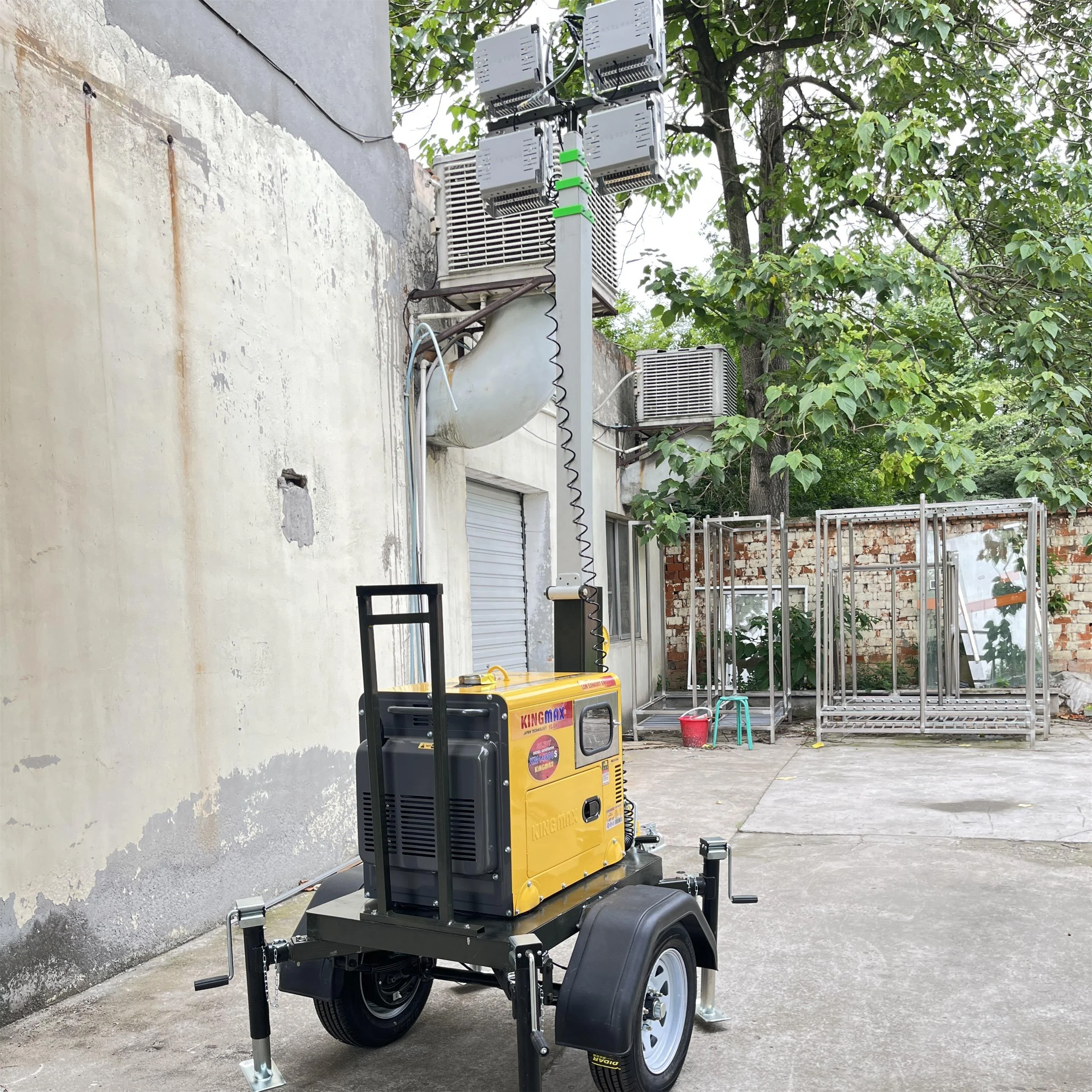 5KW Air Cooled Diesel 4*1000W Led Lighthouse Outdoor 7M 9M Towable Mobile Trailer Lighting Tower