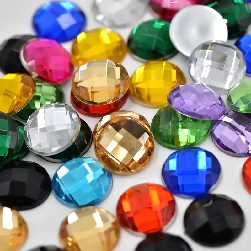 8 10 12 20 30mm Non Hotfix Crystal Strass Flatback Acrylic Stone Big Round Crystal AB Rhinestone