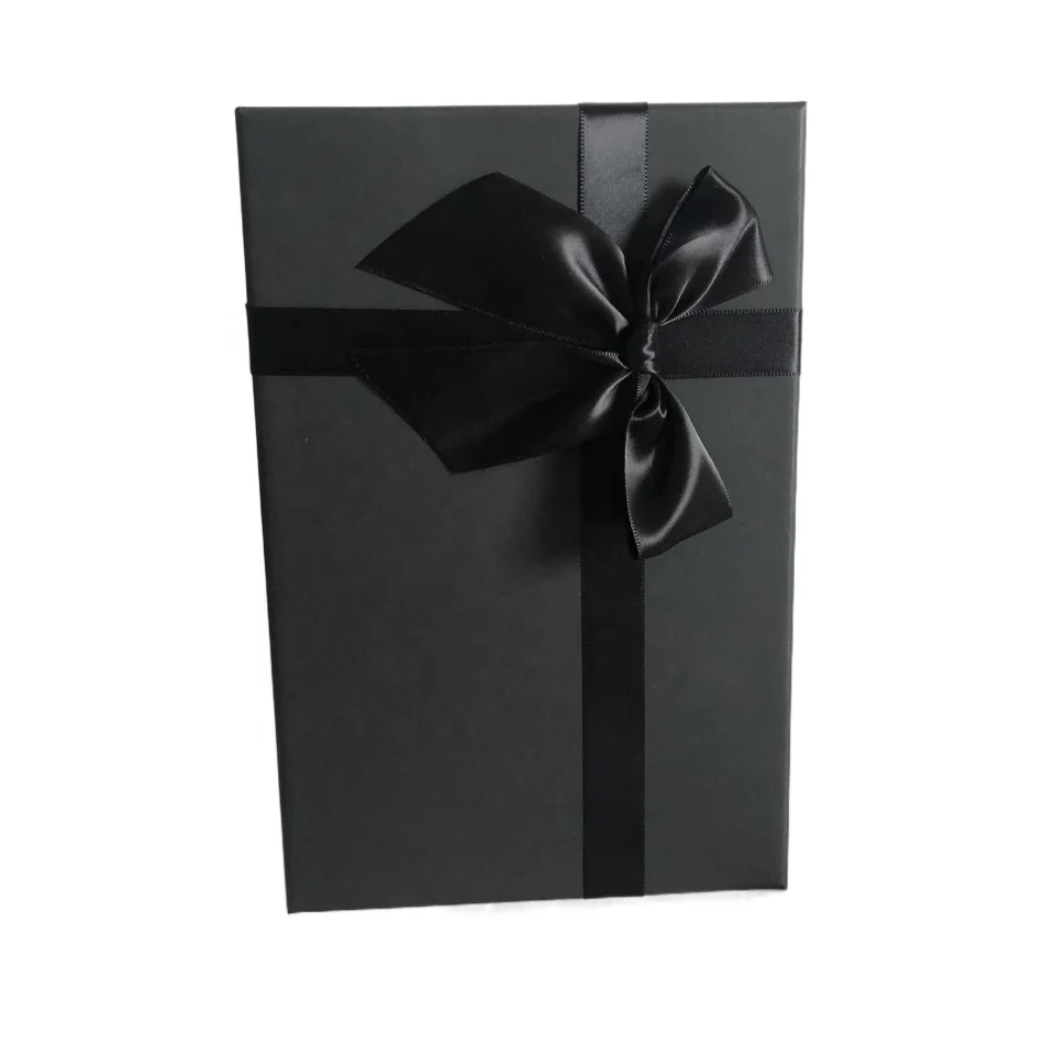Luxury Black Bowknot Paper Box for Perfume Gifts Recycled Materials with Glossy Lamination Cardboard Box Packaging Gift Boxes