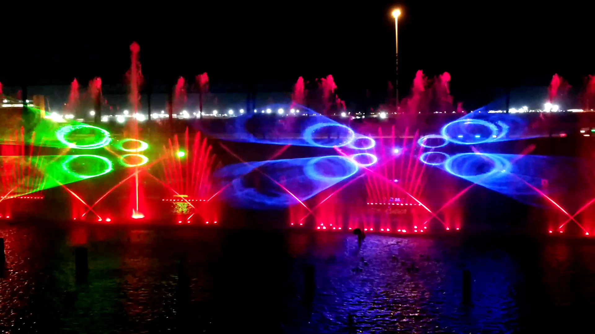 colorful music dancing outdoor water fountain