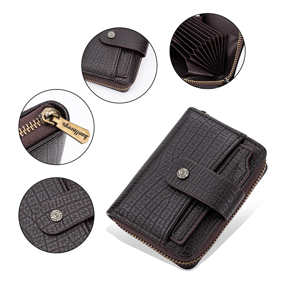 portefeuille homme cuir baellerry luxury wallet for men zipper Big Capacity wallet rfid blocking Credit Card business wallet
