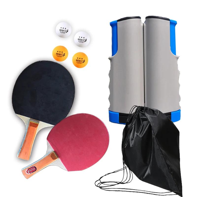BAIGE Portable Table Tennis Racket Telescopic Rack Set Ball Bag 4 Table Tennis