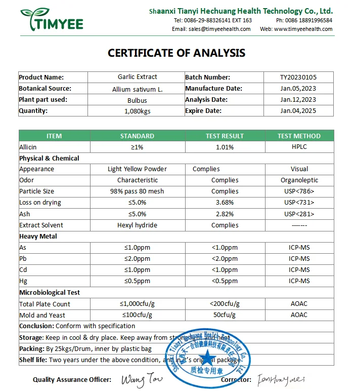 Pure Natural Allium sativum Garlic Extract Powder 1% 2% 5% Allicin