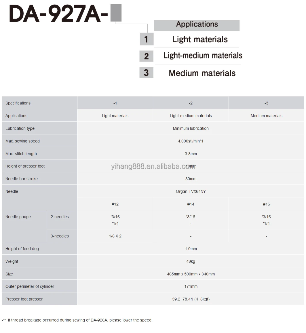 Секундной стрелки брат DA-927A двойной цепного стежка швейная машина