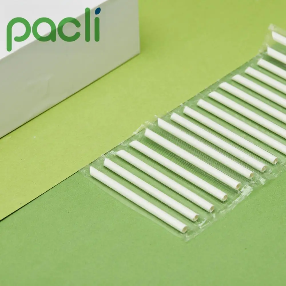 Eco Friendly U Shaped Disposable Paper Drinking Straws Biodegradable Individually packed U Bent Bendy Sharp End Paper Straws