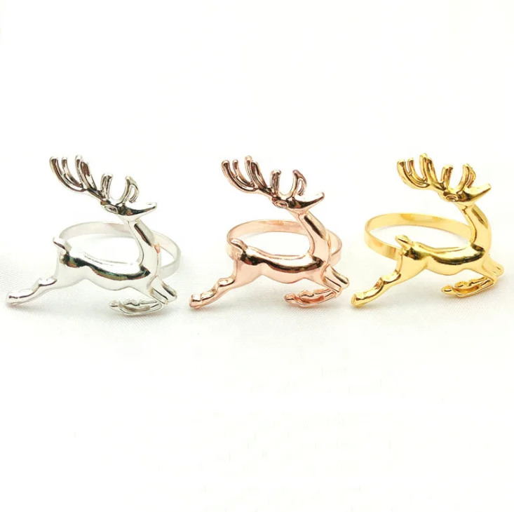 Dining Table Decor Elk Table Decoration Christmas Napkin Holder Ring Gold Table Napkin Ring