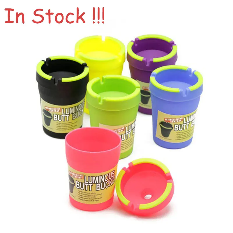 Factory Stock Wholesale Customizable Logo ABS Ash Tray Multi-Color Mixed Plastic Luminous Car Ashtray