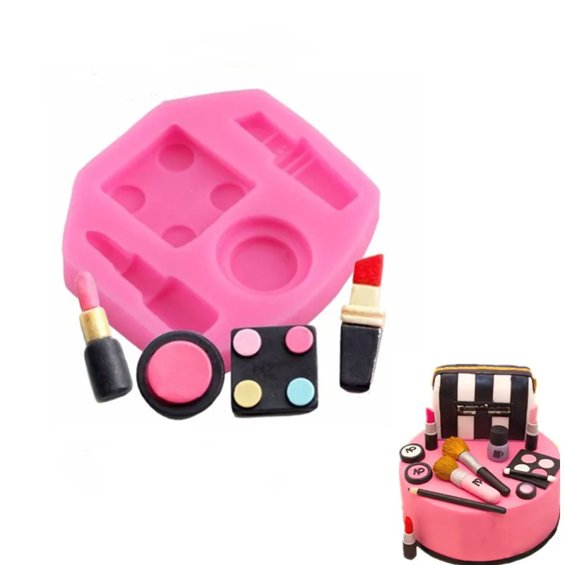 Hot sale 3 D Lipstick makeup combination liquid silicone mold fondant soft pottery glue clay modeling cake tool