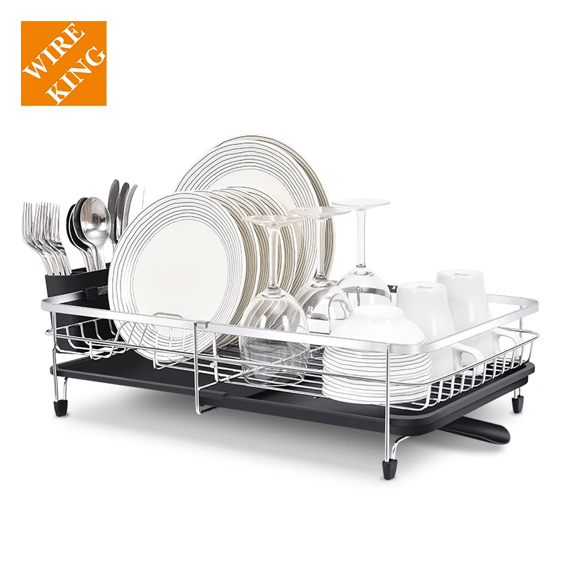 adjustable extendable compact kitchen plate storage rack cabinet counter foldable expandable collapsible iron dish drying rack