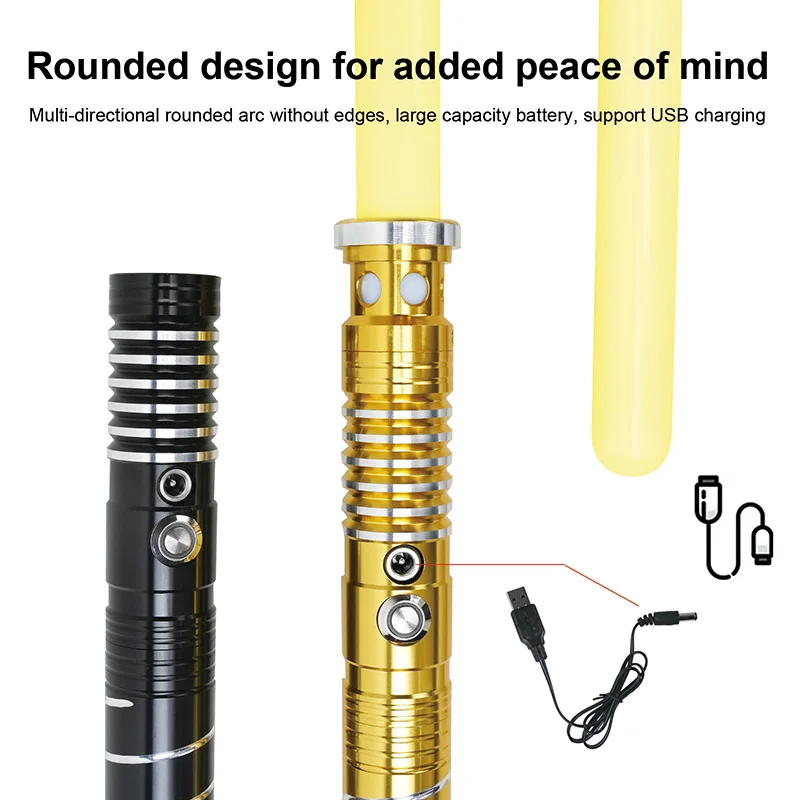 16 Colors Metal Hilt Light Saber USB Rechargeable Light Sword with Sounds Effect Lightsaber Toys For Kids Adult
