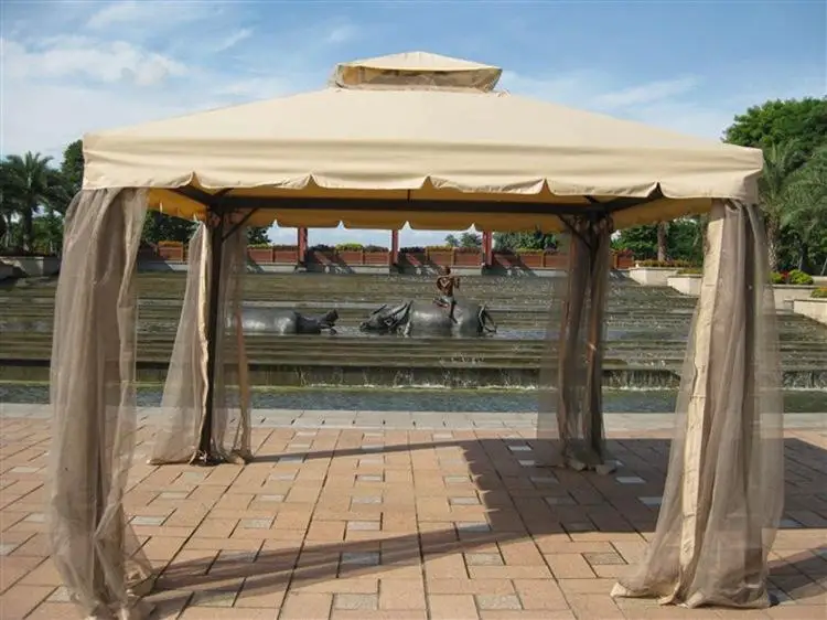 Hot sale 12x10 Garden Metal Roman Soft Top Gazebo with Mosquito Netting