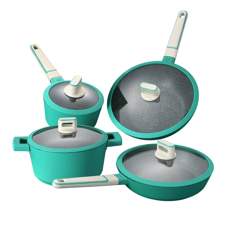 
SSGP Reinforced Bottom Kitchen Non Stick Cooking Pots Induction Gas Nonstick Cookware Pans Pot Sets With Powerful Compatibility 