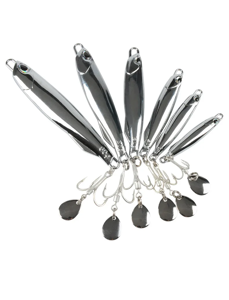 DUO Electroplated 10g15g20g30g40g60g80g mirror surface Slow Metal Jigs Lure Sinking Fishing Jigging lures with 2 hooks