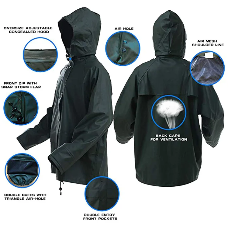 Waterproof And Durable And Elastic Hidden Pocket Cap Rain Coat Suit
