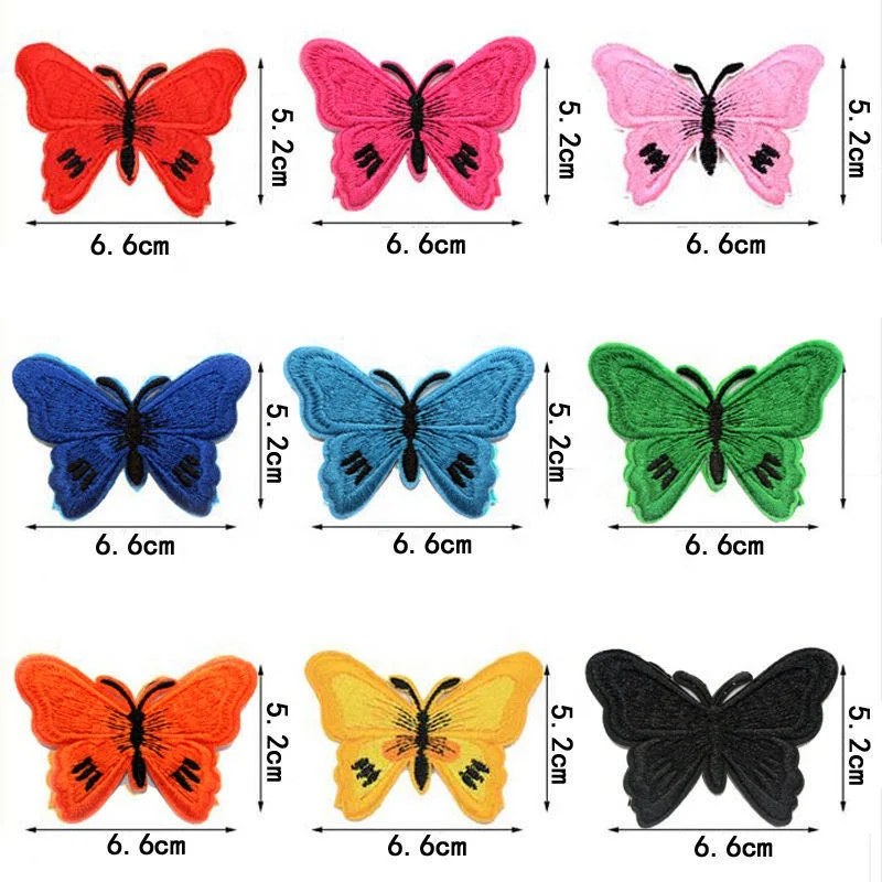 Factory Custom patch alibabass high quality iron on or sewing butterfly embroidered patches for woman skirt
