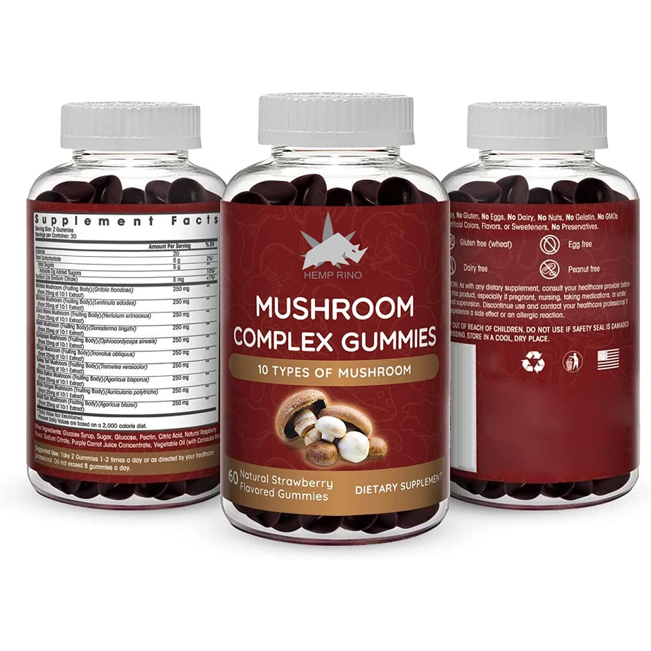 Mushroom Complex Gummies Vegan Nootropic Mushroom Supplement For Support Immune Brain System Healthcare Supplement