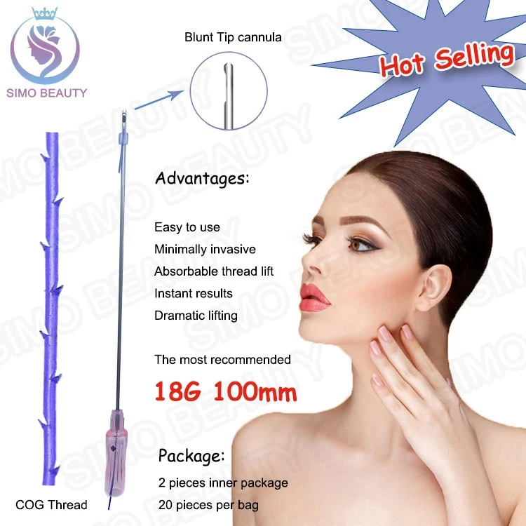 Facial lifting thread lift medical Facelifting 3d\/4d PDO 3d 4d cog absorbable for wholesales