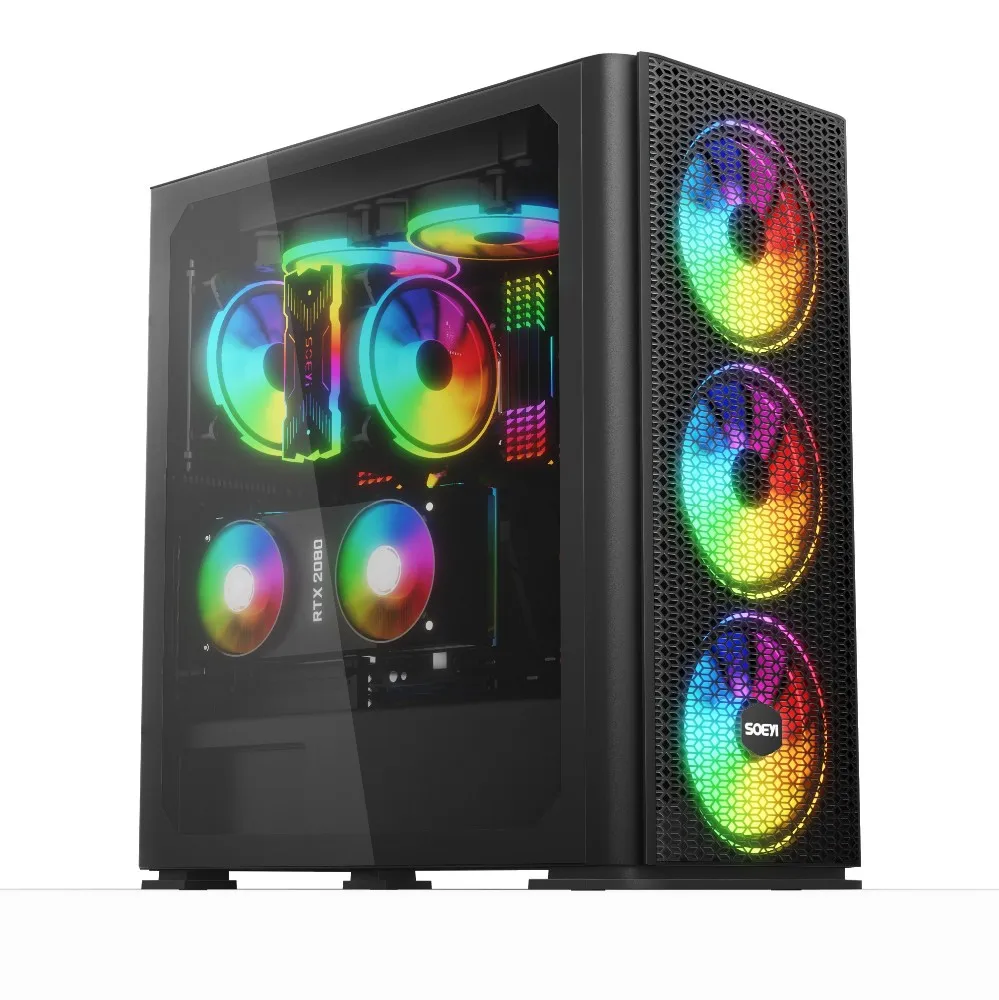ATX MATERIAL PC GAME COMPUTER CASE Full Tower из белого закаленного стекла