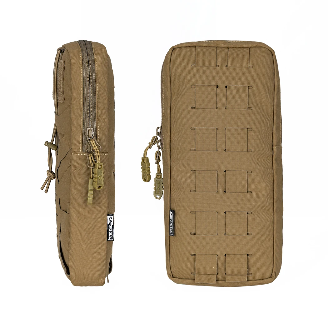 TOPTACPRO 500D Cordura Nylon Tactical Hydration Pouch with Water Bladder Tank 1L Water Bag Laser Cut MOLLE Bag