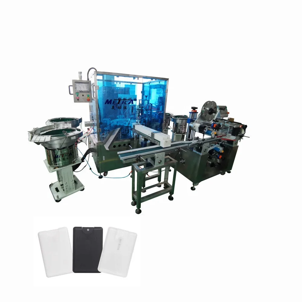 Shanghai manufacturer auto hand sanitizer and perfume filling line for 20ml credit card sprayer