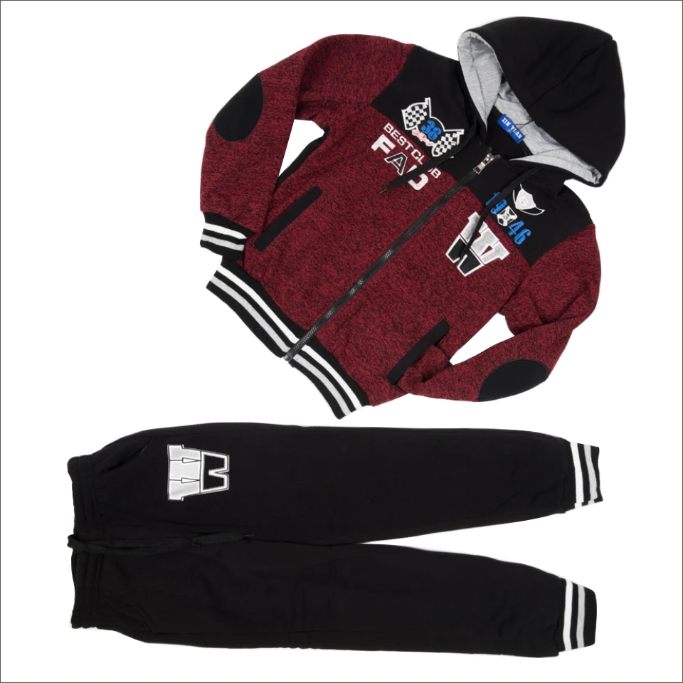 Sport Suit Set Clothes Tracksuit Clothing Suppliers New Kids Boys Black Casual  hoodie knitted two piece set In-stock