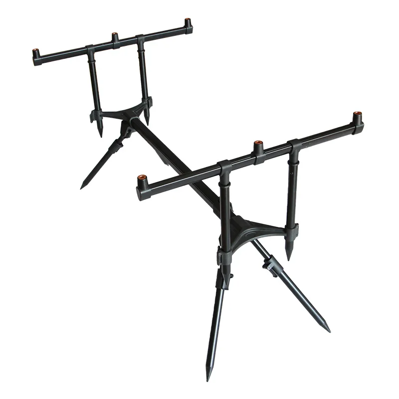 Selco Al Tube Black 2-section Structure 3 Head Carp Fishing Rod Pod for Fishing Rods Bank Sticks Rod Holder