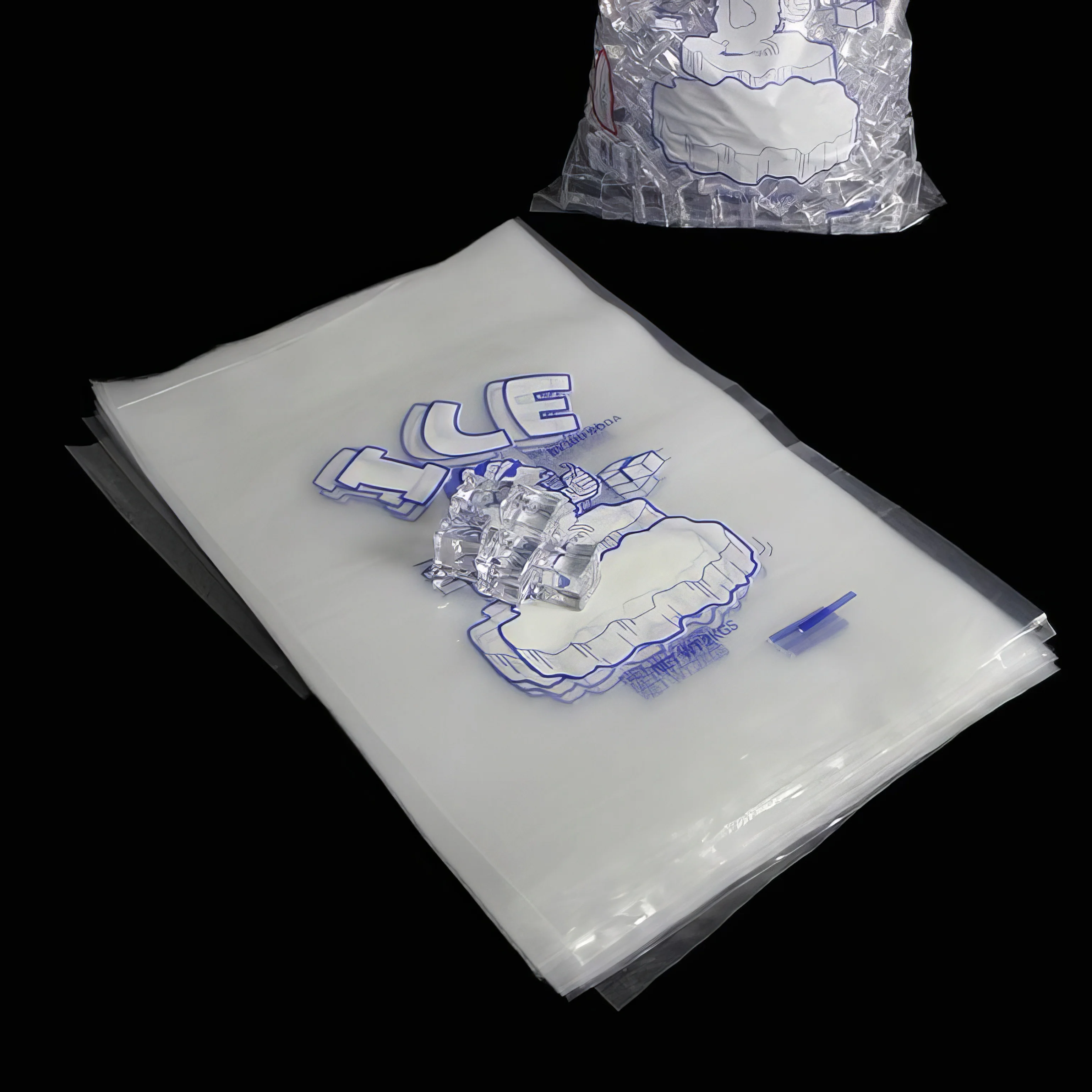 Food Grade BPA Free Safe 10 lbs Ice Bags Heavy Duty Printed Drawstring Ice Bags for Packaging Ice Cubes