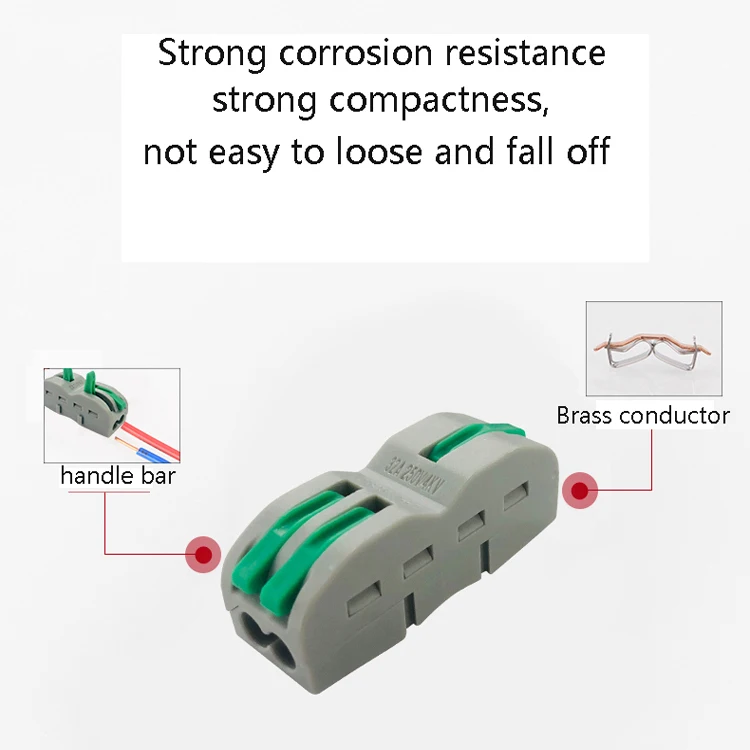 factory selling directly 4.0mm square terminal one-in-two-out brass contact metal lines quick wire connector
