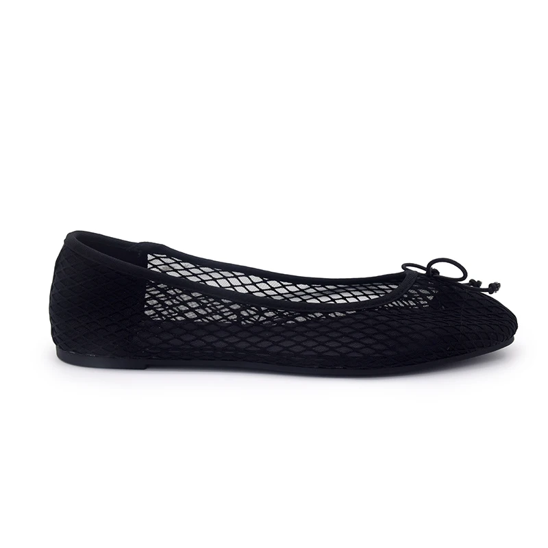 Wholesale breathable black mesh ladies beach ballerinas flats comfortable female casual flat evening shoes for elderly women